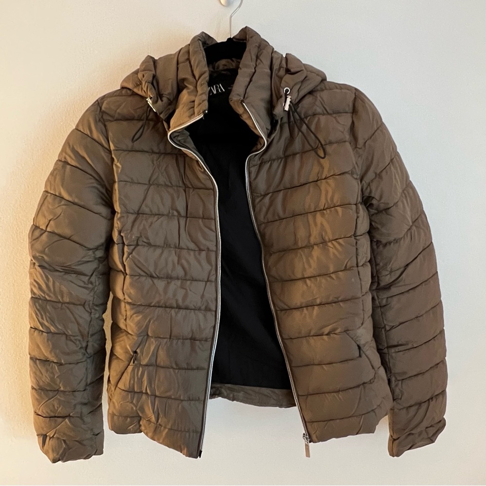 Zara brown puffer jacket